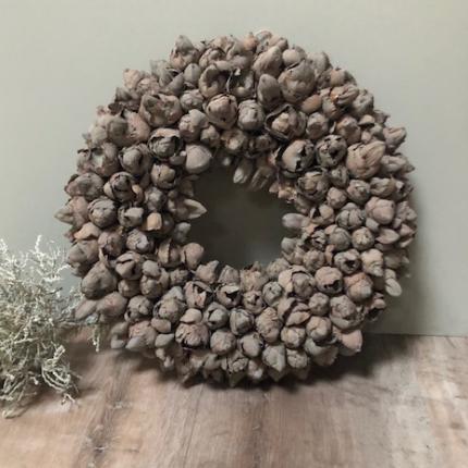 Krans coco wreath grey wash 40cm